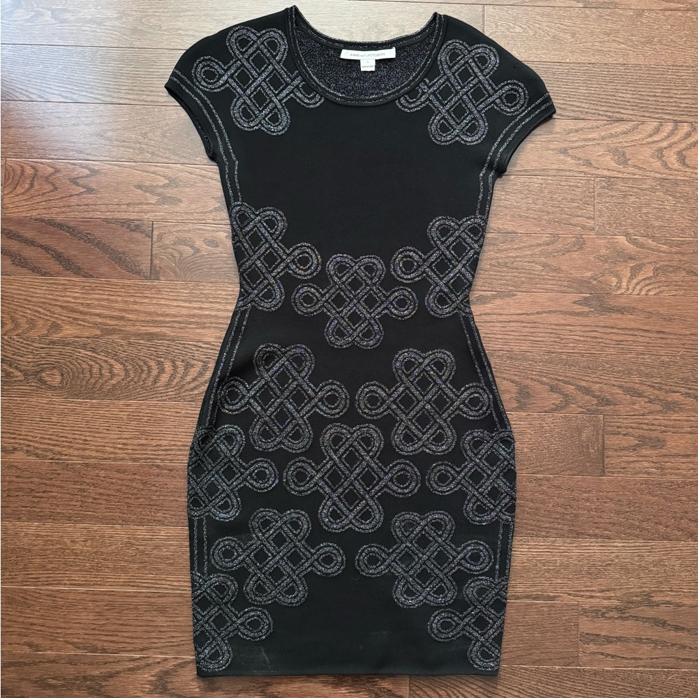 Diane Von Furstenberg Womens Metallic Knit Sheath Dress